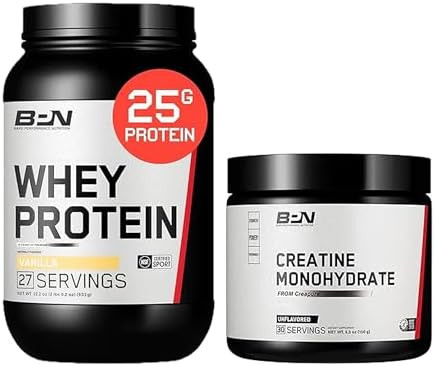 Bare Performance Nutrition Bpn Creatine Monohydrate & Whey Vanilla Protein Powder Bundle
