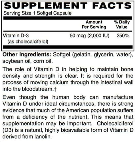 Bariatricpal Vitamin D3 50Mcg (2000 Iu) Easy Swallow Vegetarian Softgels (250 Count)