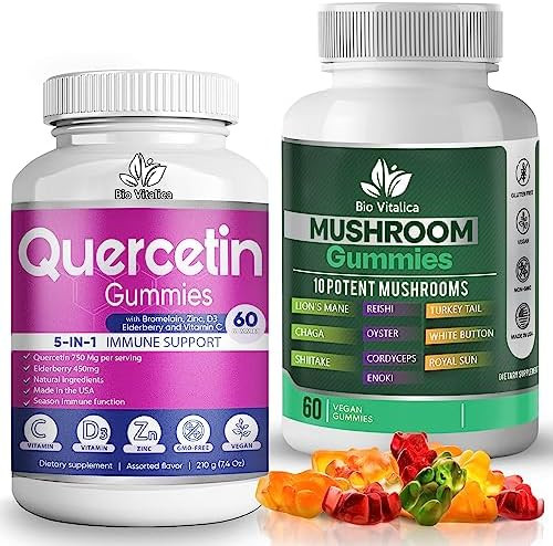 Bio Vitalica Quercetin Gummies & Mushroom Gummies (Bundle)