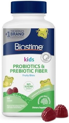 Biostime Kids Prebiotic & Probiotic Gummies (Ages 4+) Probiotics For Kids Includes 2 Billion Cfu To Support Digestive Health No Added Sugar Fruity Bites From Top 9 Allergens 50 Count