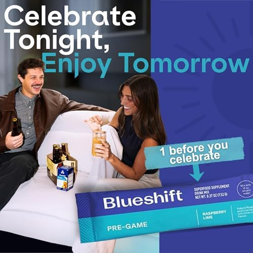 Blueshift Pregame Pre Drinking Nac Supplement Electrolytes Powder Packets Hydration Packets Liver Support With Ginger Cysteine Milk Thistle No Sugar Powder Sticks (10 Pack)