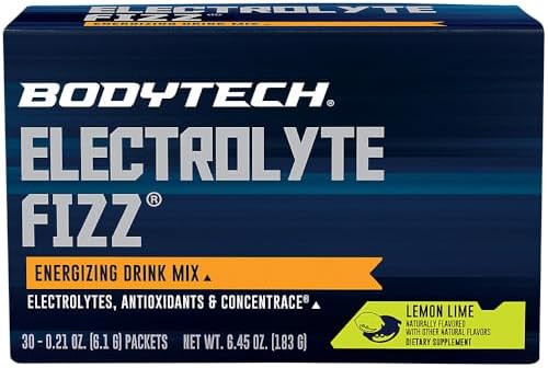 Bodytech Electrolyte Fizz Packets Supports Hydration Energy & Endurance With 1200Mg Vitamin C Lemon Lime (32 Packets)