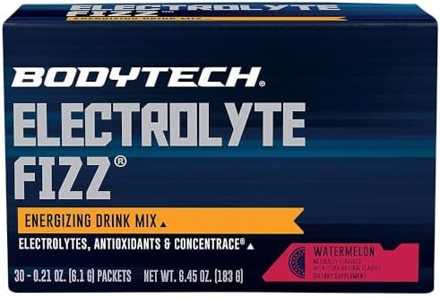 Bodytech Electrolyte Fizz Packets Supports Hydration Energy & Endurance With 1200Mg Vitamin C Watermelon (30 Packets)
