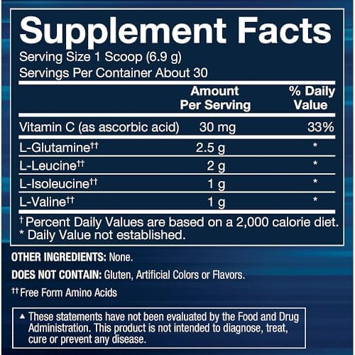 Bodytech Bcaa + Glutamine Powder Supports Muscle Recovery Strength & Endurance Unflavored For Versatile Use (7.3 Oz 30 Servings)