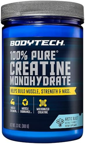 Bodytech 100% Pure Creatine Monohydrate Powder Micronized For Maximum Absorption Supports Muscle Strength & Power Output Arctic Blast (13 Oz 55 Servings)