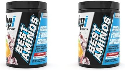 Bpi Sports Best Aminos Bcaa Powder Post Workout & Glutamine Recovery Drink With Branched Chain Amino Acids For Hydration & Recovery For Men & Women Fruit Punch 25 Servings (Pack Of 2)