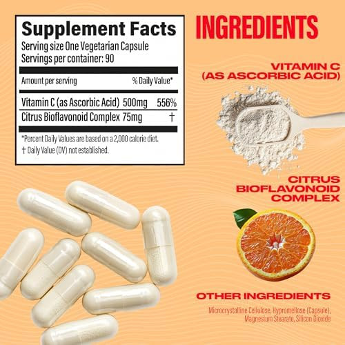 Bubs Naturals Bubs Boost Vitamin C With Bioflavonoids: Antioxidant & Immune Support Vitamin For Active Lifestyles & Collagen Production (90 Count)