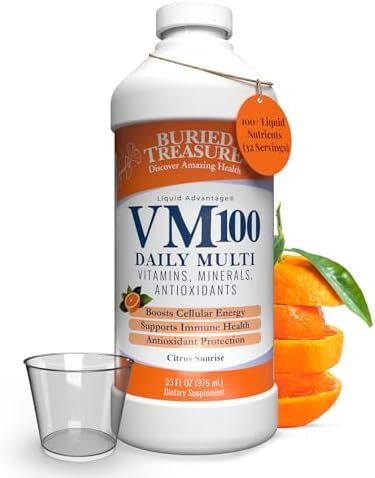 Buried Treasure Vm100 Daily Multi 32 Servings Liquid Vitamins Minerals Supplement With Dose Cup