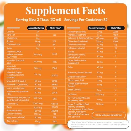 Buried Treasure Vm100 Daily Multi 32 Servings Liquid Vitamins Minerals Supplement With Dose Cup