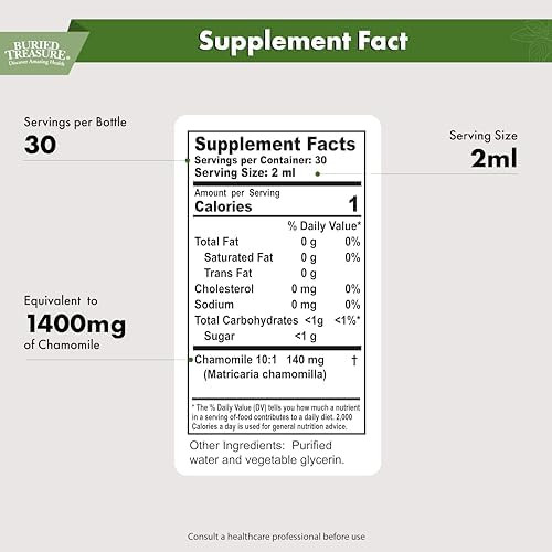 Buried Treasure Chamomile Drops “ 30 Servings 2Oz Liquid Herbal Calm Supplement For Relaxation Support No Sugar Added