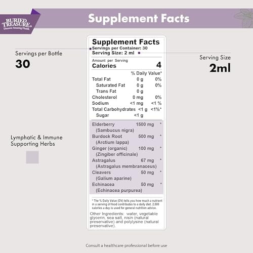 Buried Treasure Lymphatic Harmony Drops 2Oz 30 Servings Lymphatic Supplement With Cleavers Burdock Ecea And Astragalus