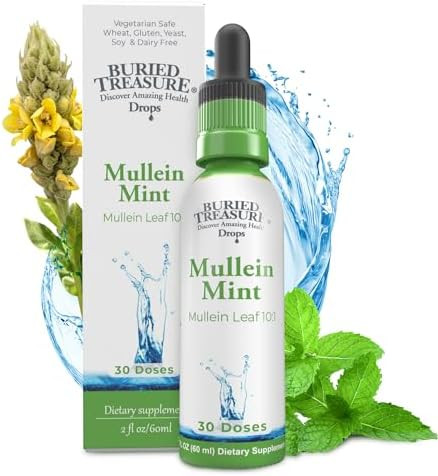 Buried Treasure Mullein Mint Drops: Instant Mullein Tea Mullein Leaf Extract For Supporting Lungs No Sugar Easytouse Drops For Seasonal Support