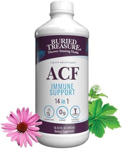 Buried Treasure Acf Advanced Immune Support 16 Oz 16 Servings With Elderberry Ecea And Herbal Blend For Immunity Support