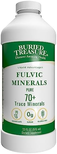 Buried Treasure Liquid Advantage Fulvic Minerals Pure 70+ Trace Minerals 33 Oz Dietary Supplement