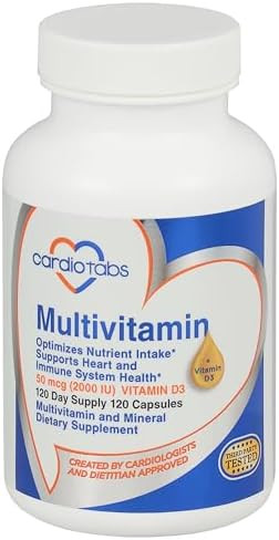 Cardiotabs Multivitamin Heart And Immunity Supplements For Men & Women Multivitamin For Men & Women With Minerals Bvitamin Complex Vitamins A C E K And 2000 Iu Vitamin D3 120Count Bottle
