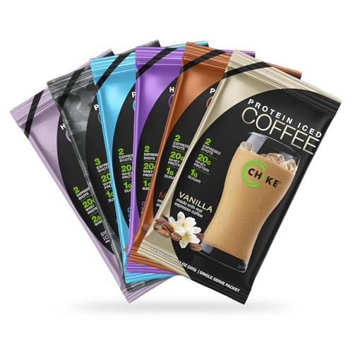 Chike High Protein Iced Coffee Sampler Pack 20 G Protein 2 Shots Espresso 1 G Sugar Keto Friendly And Gluten 6 Single Serve Packets (Packaging May Vary)