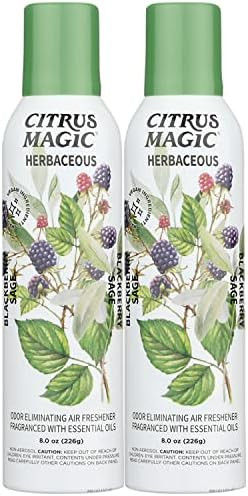 Citrus Magic Herbaceous Odor Eliminating Air Freshener Spray Blackberry Sage 8Ounce Pack Of 2