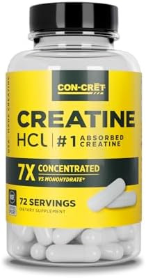 Concret Creatine Hcl Capsules Muscle Cognitive Cellular Energy Support No Bloating Or Cramps Usa Made & Nsf Creatine Pills (72Ct)