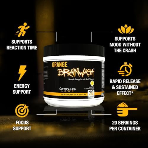 Controlled Labs Orange Brainwash Powder Enhanced Energy And Focus 20 Servings Brainnootropic Helps Increase Stamina And Endurance