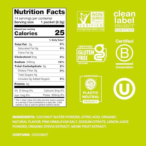 Cure Hydration Plantbased Electrolyte Drink Mix Energy & Dehydration Bundle No Sugar Coconut Water 100Mg Caffeine Nongmo Vegan 14Pack Each: Acai Berry & Lime