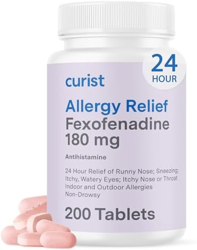 Curist Fexofenadine Hydrochloride 180Mg (300 Tablets) 24 Hr Antihistamine Allergy Relief Tablets (300 Count) All Day Strength Uniqus Fexofenadine Bulk Non Drowsy Allergy Relief