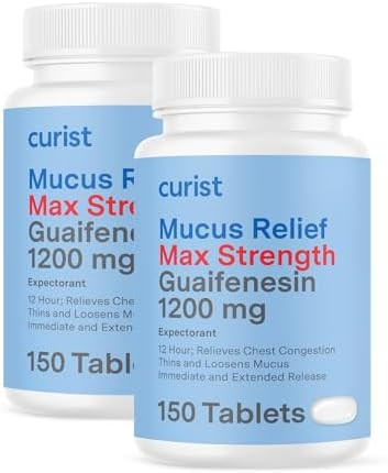 Curist Guaifenesin 1200 Mg Extended Release Tablets 150 Count Maximum Strength Mucus Relief Tablets Otc Clear Congestion