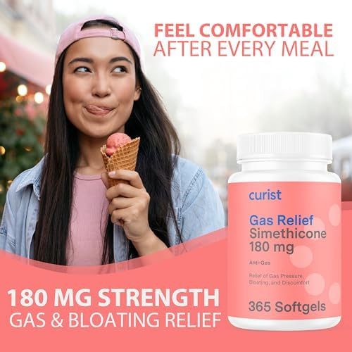 Curist Gas Relief Simethicone 180 Mg Softgels (365 Count) Digestive Relief Bloating Relief & Anti Flatulence Gas Pills For Adults Aids Bloating Relief (365 Softgels)