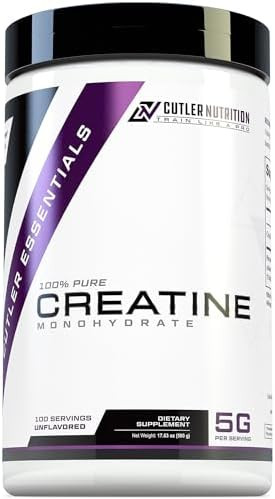 Cutler Nutrition Pure Creatine Monohydrate 5G Per Serving 50 Servings Premium Muscle Builder Enhances Strength Performance & Recovery Unflavored For Easy Mixing