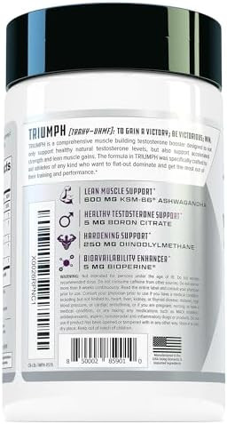Cutler Nutrition Triumph Testosterone Booster For Men: Best Test Booster And Estrogen Blocker For Men With Dim Ksm 66 Ashwagandha And Boron Citrate Build Natural Lean Muscle Mass And Strength 56 Veggie Capsules