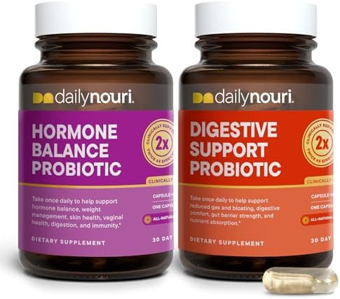 Dailynouri Daily Nouri Hormone Balance Probiotic & Digestive Support Probiotic Bundle Supports Gut Health Bloating Relief Skin Immunity Vaginal Ph & Healthy Estrogen