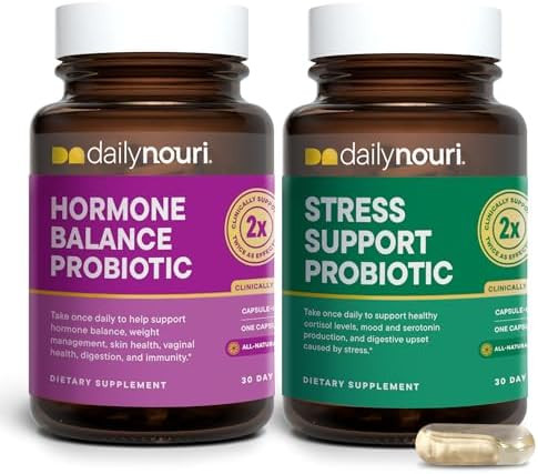Dailynouri Daily Nouri Hormone Balance Probiotic & Stress Support Probiotic Bundle Supports Gut Health Skin Immunity Stress Relief Mood & Digestion
