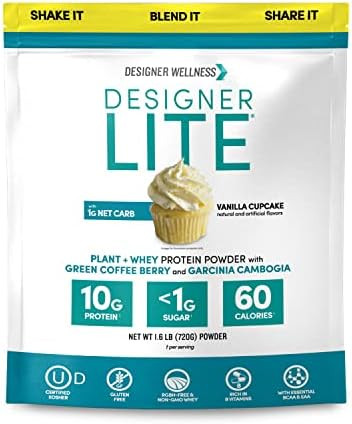 Designer Wellness Lite Low Calorie Natural Protein Prebiotic Fiber Key Vitamins & Minerals Vanilla Cake 9.03 Ounces