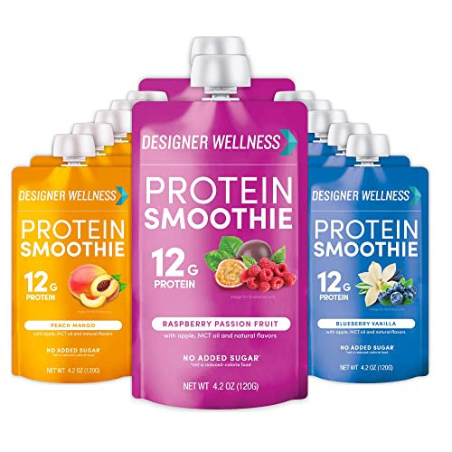 Designer Wellness Protein Smoothie Real Fruit 12G Protein Low Carb Zero Added Sugar Gluten Nongmo No Artificial Colors Or Flavors Tropical 12 Count