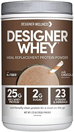 Designer Wellness Whey Protein Meal Powder Organic Superfood Complex Carbs Vitamins Minerals Gluten Vanilla Bean 1.72 Pound