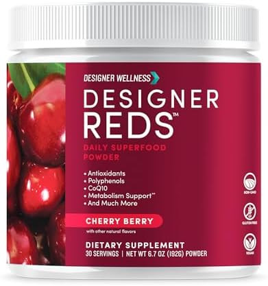 Designer Wellness Reds Daily Superfood Powder With Beet Root Support For Energy Stress Immune Health Heart Health And Digestive Health Cherry Berry 30 Servings