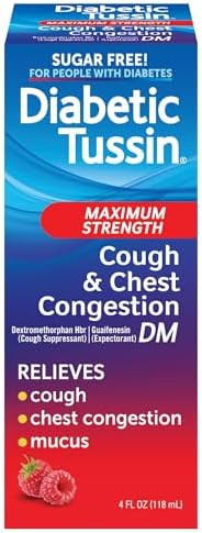 Diabetic Tussin Dm Max Strength Cough & Chest Congestion Relief Safe For Diabetics Berry Flavored 8 Fl Oz. (Pack Of 1)