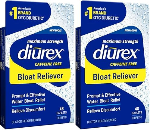 Diurex Caffeine Bloat Relief Maximum Strength Relieve Water Bloat Discomfort Up To 6 Hours Of Relief 48 Count