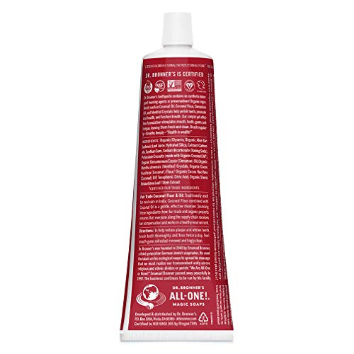 Dr. Bronner'S Allone Toothpaste “ Cinnamon 5 Oz 1Pack “ Fluoride Toothpaste For Adults Sls 70% Organic & Natural Ingredients Vegan Helps Freshen Breath Reduce Plaque Whiten Teeth