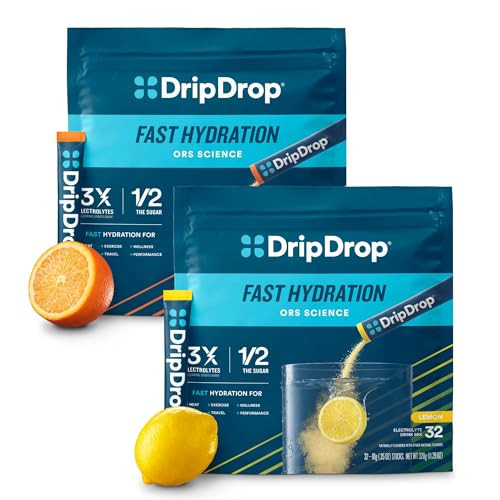 Dripdrop Hydration Electrolyte Powder Packets Lemon & Orange Citrus Bundle 64 Count