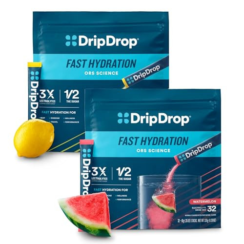 Dripdrop Hydration Electrolyte Powder Packets Watermelon & Lemon Bundle 64 Count