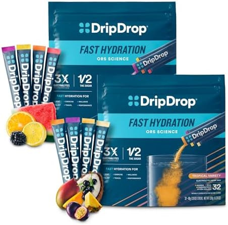 Dripdrop Hydration Electrolyte Powder Packets Piã±A Colada Mango Aã§Aã­ Passion Fruit Watermelon Berry Lemon Orange 64 Count
