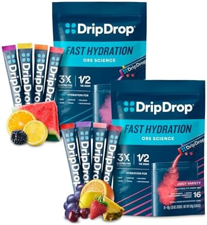 Dripdrop Hydration Electrolyte Powder Packets Watermelon Berry Lemon Orange Fruit Punch Grape Strawberry Lemonade Cherry 32 Count