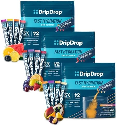 Dripdrop Hydration Electrolyte Powder Packets Piã±A Colada Mango Aã§Aã­ Passion Fruit Watermelon Berry Lemon Orange Fruit Punch Grape Strawberry Lemonade Cherry 96 Count
