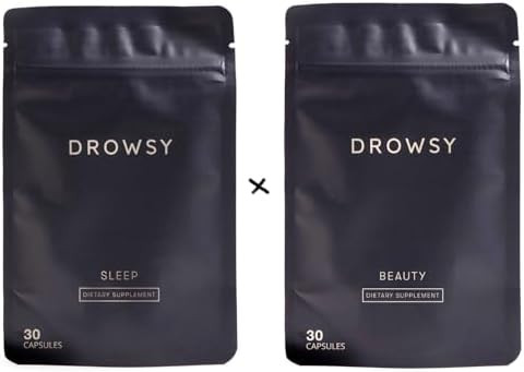 Drowsy Daily Radiance Duo Set “ Day & Night Beauty Supplements “ Collagen Hyaluronic Acid & Vitamin C For Skin Support And Sleep Capsules With Magnesium Ltryptophan & Ltheanine For Relaxation