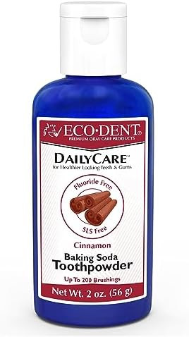 Ecodent Dailycare Baking Soda Toothpowder Cinnamon 2Pack Fluoride Toothpaste Powder With Minerals & Essential Oils 2 Oz Ea