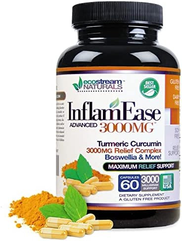 Ecostream Naturals Inflamease With Turmeric Curcumin Enzymes And Boswellia Vegetarian (Packaging May Vary)