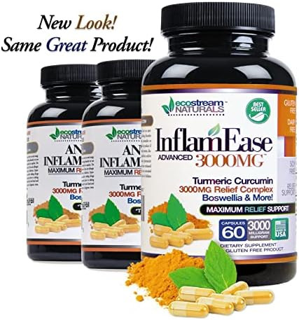 Ecostream Naturals Inflamease With Turmeric Curcumin Enzymes And Boswellia Vegetarian (Packaging May Vary)