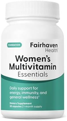 Fairhaven Health Womens Multivitamin Essentials Once Daily Multivitamin For Women Support For Energy Immune Health Eye Health Hormone Balance Gluten Dairy Soy Vegan 30 Capsules
