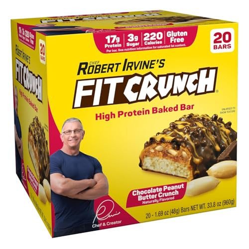 Fit Crunch Protein Bars Snack Size Value Pack Gluten Made With Whey Proteins (20 Snack Size Bars Peanut Butter Crunch)