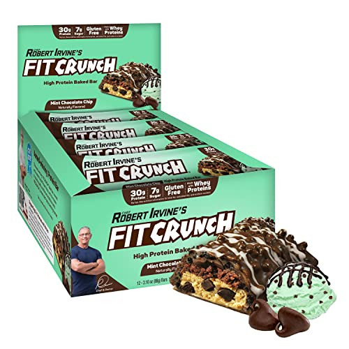 Fit Crunch Full Size Protein Bars 6Layer Baked Bar 6G Of Sugar Gluten & Soft Cake Core (12 Bars Peanut Butter)